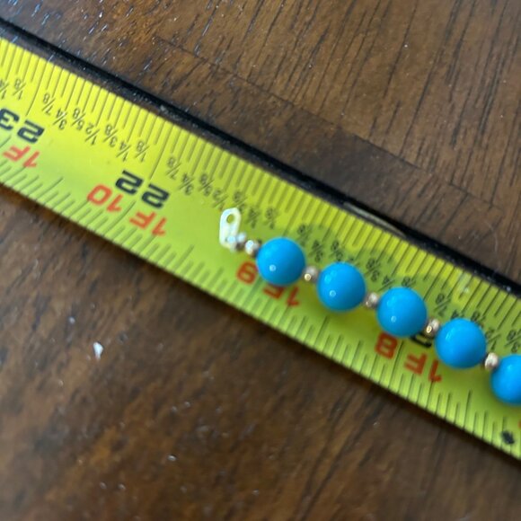 Vintage Turquoise Acrylic Set 2 Necklaces Bangle Bracelet Chunky Bead Statement - Picture 12 of 13